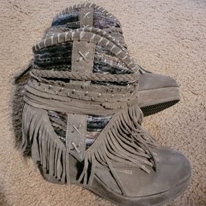 Naughty monkey  leather fringe boots